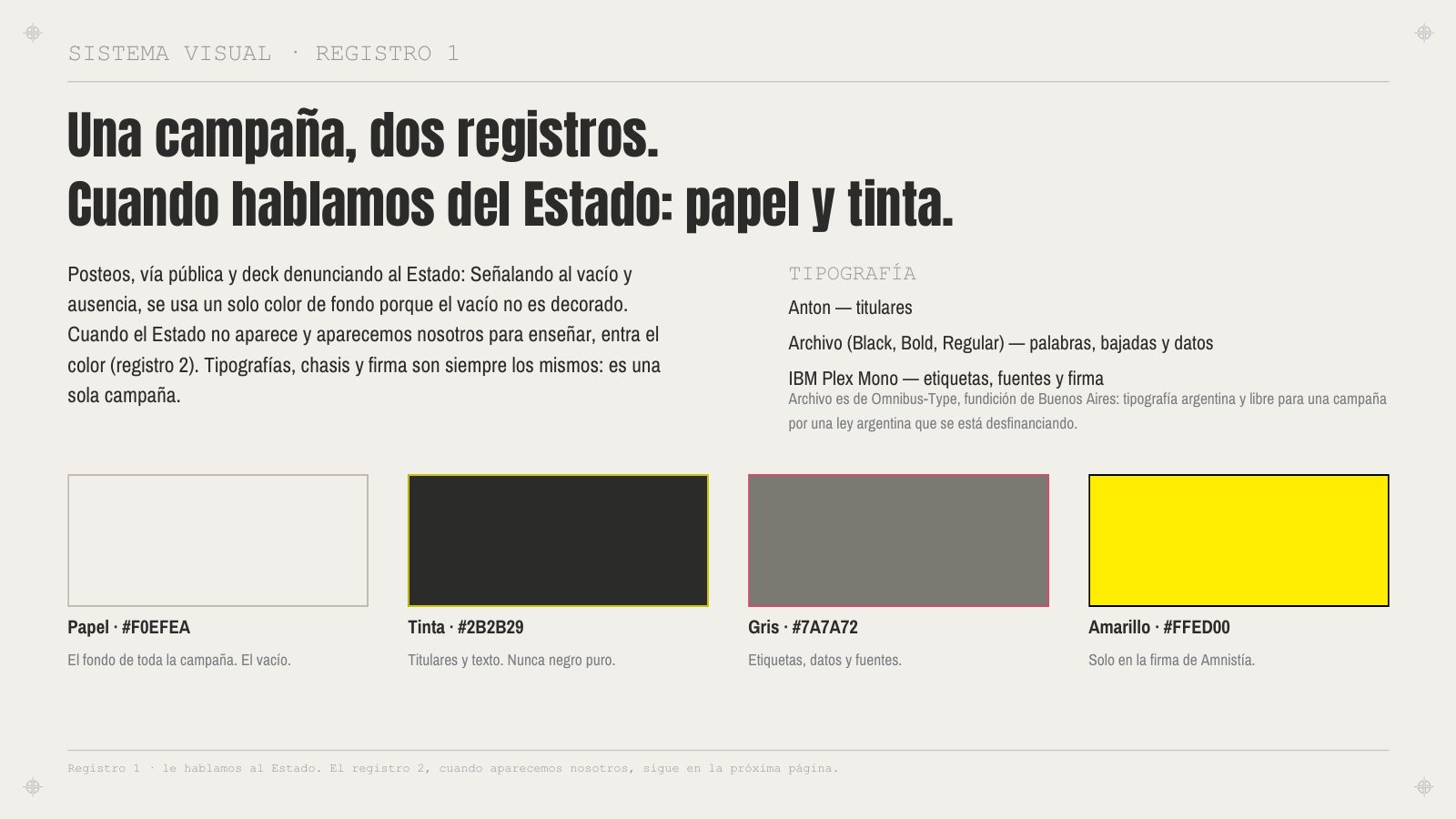 Visual system, register 1: paper and ink