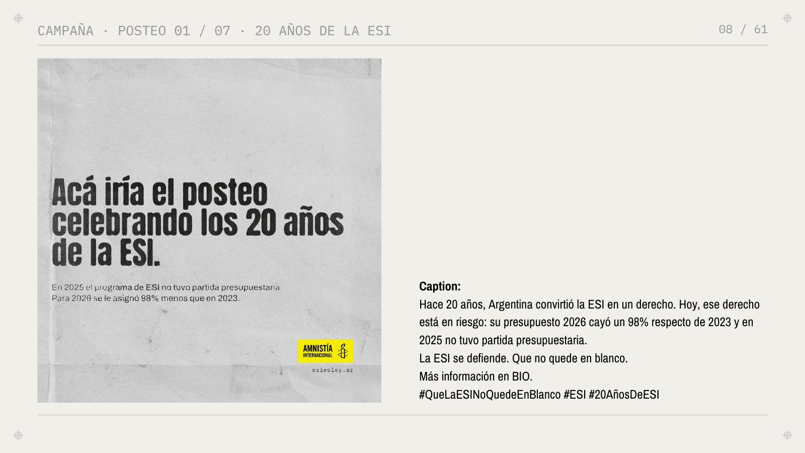 Post: acá iría el posteo celebrando los 20 años de la ESI
