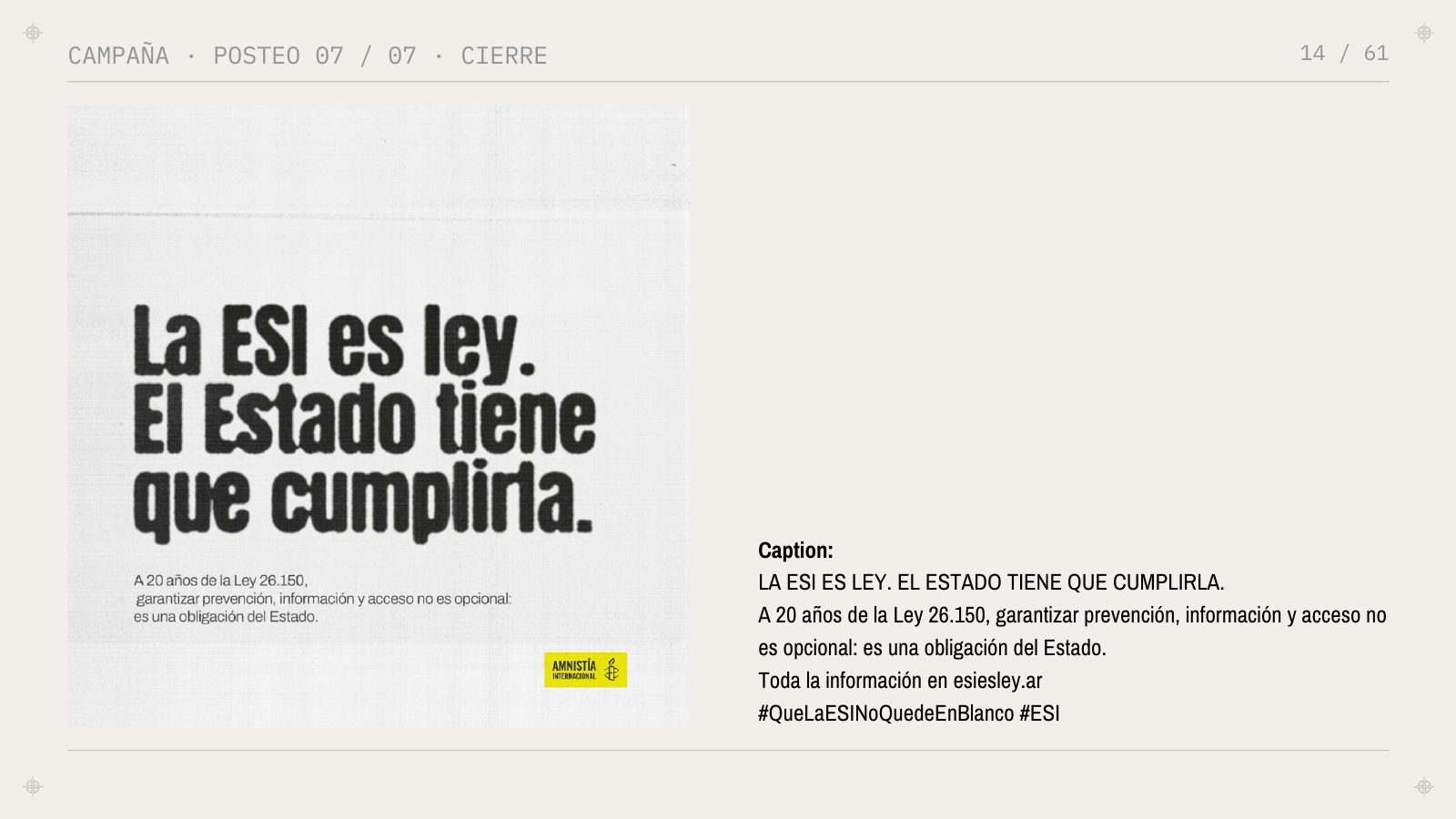 Post: La ESI es ley. El Estado tiene que cumplirla.
