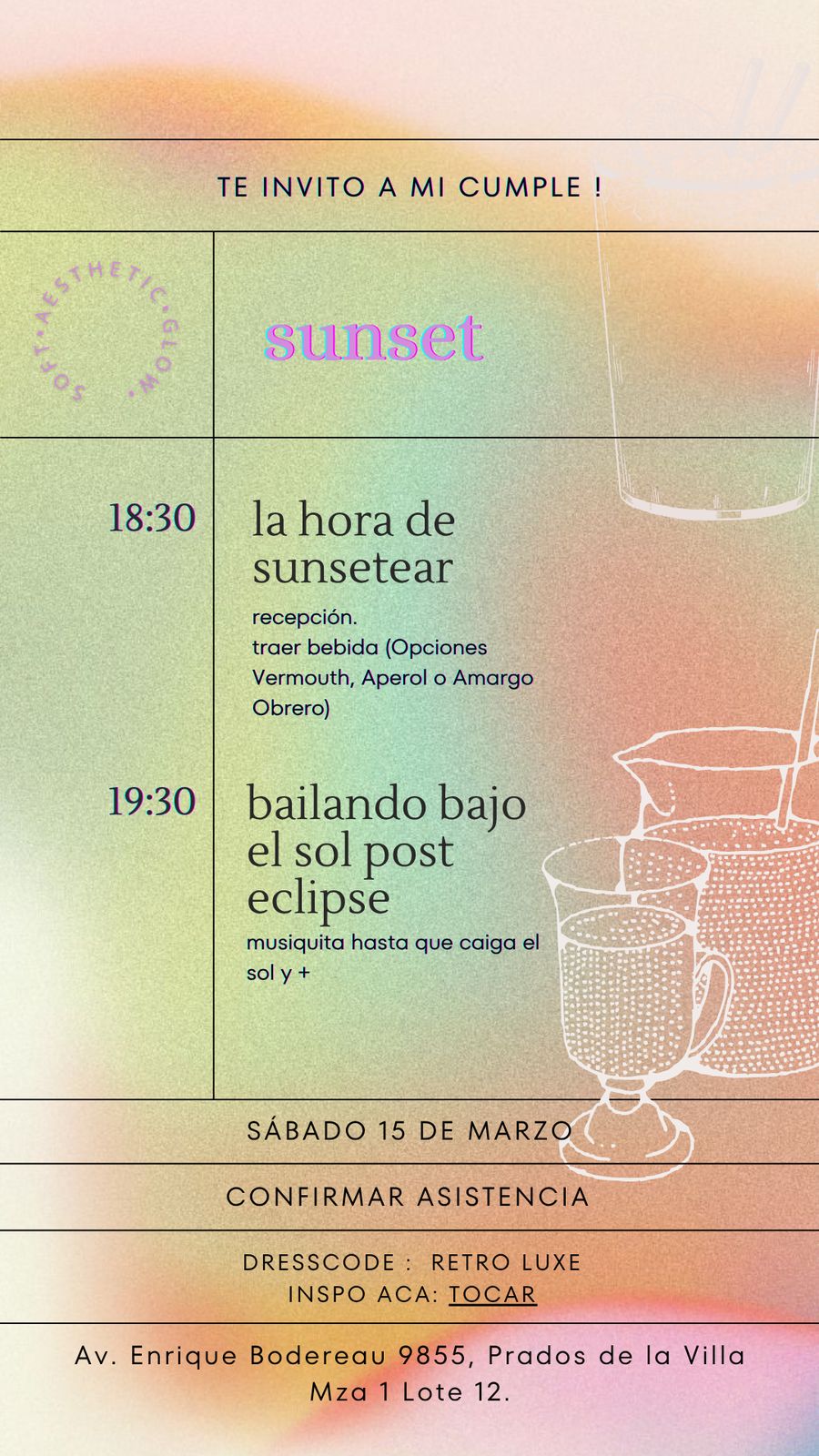 Sunset party invitation with gradient