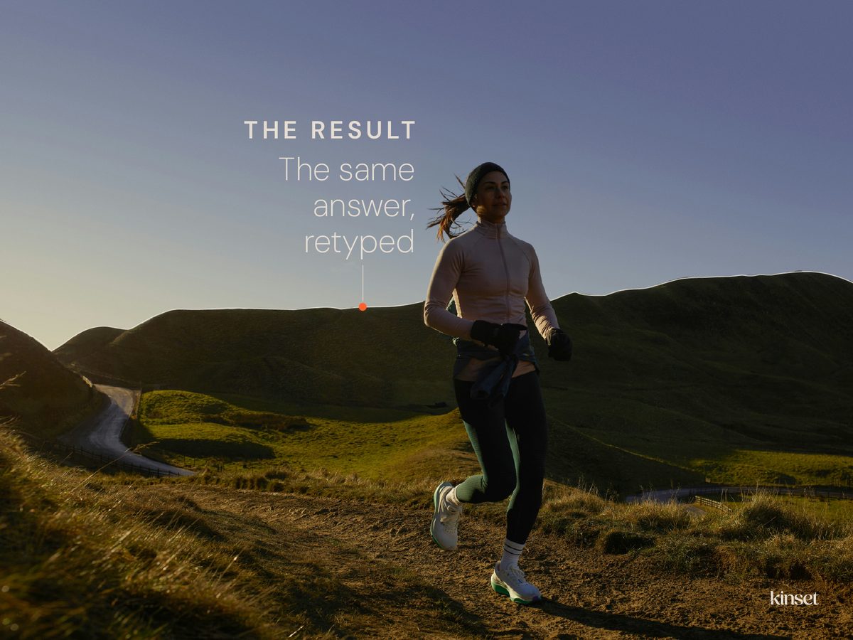 Slide 4: runner at dusk, the result, the same answer retyped