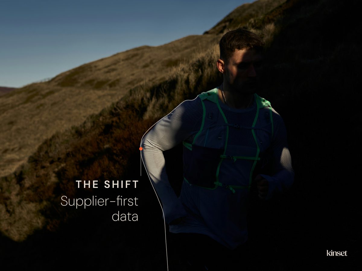 Slide 5: runner in a vest at night, the shift, supplier-first data